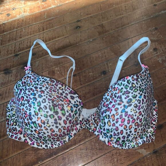 Victoria’s Secret cotton rainbow leopard spots lined Demi 34D bra - Picture 1 of 3